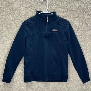 Flawed Vineyard Vines sweater quarter zip faded blue small cotton blend camping